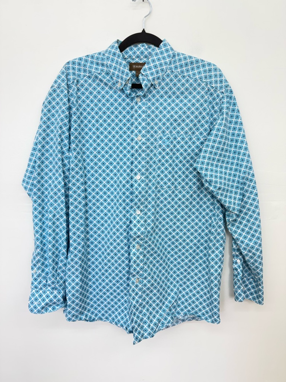 Ariat Men's Turquoise Patterned Button-Down Western Shirt L17